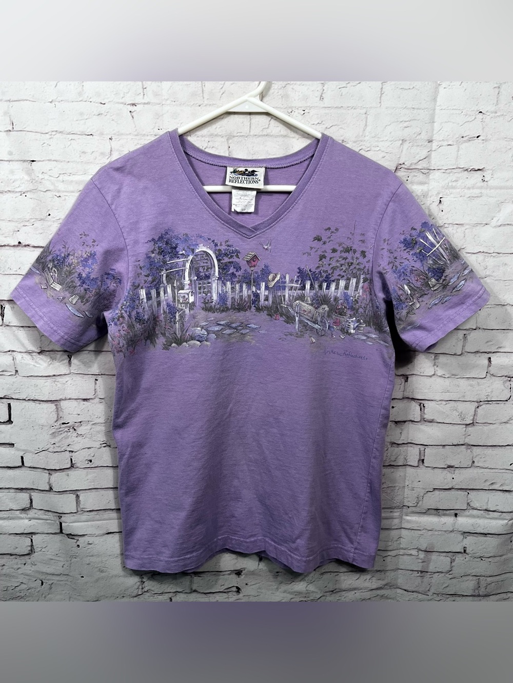 Vintage Northern Reflections Shirt Woman Size Small Purple Garden Granny Core